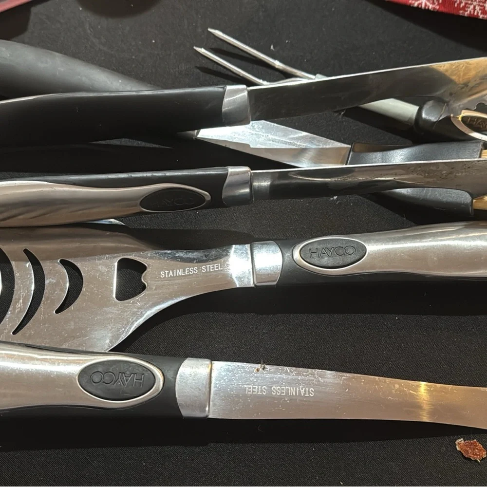 Stainless Steel‎ BBQ Tool Set - Black and Silver
